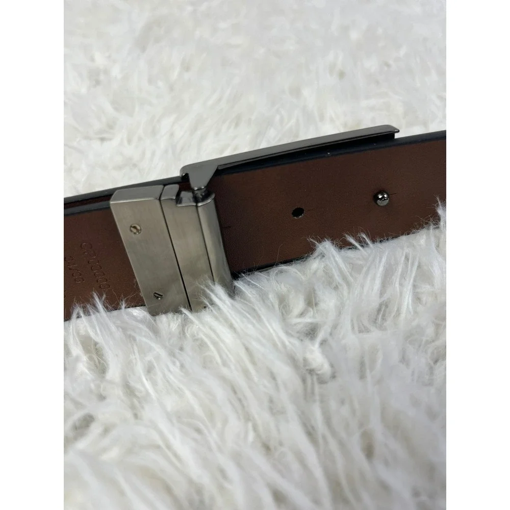 Perry Ellis Reversible Belt Black Brown Silver Buckle‎ Men's Size 34/86
